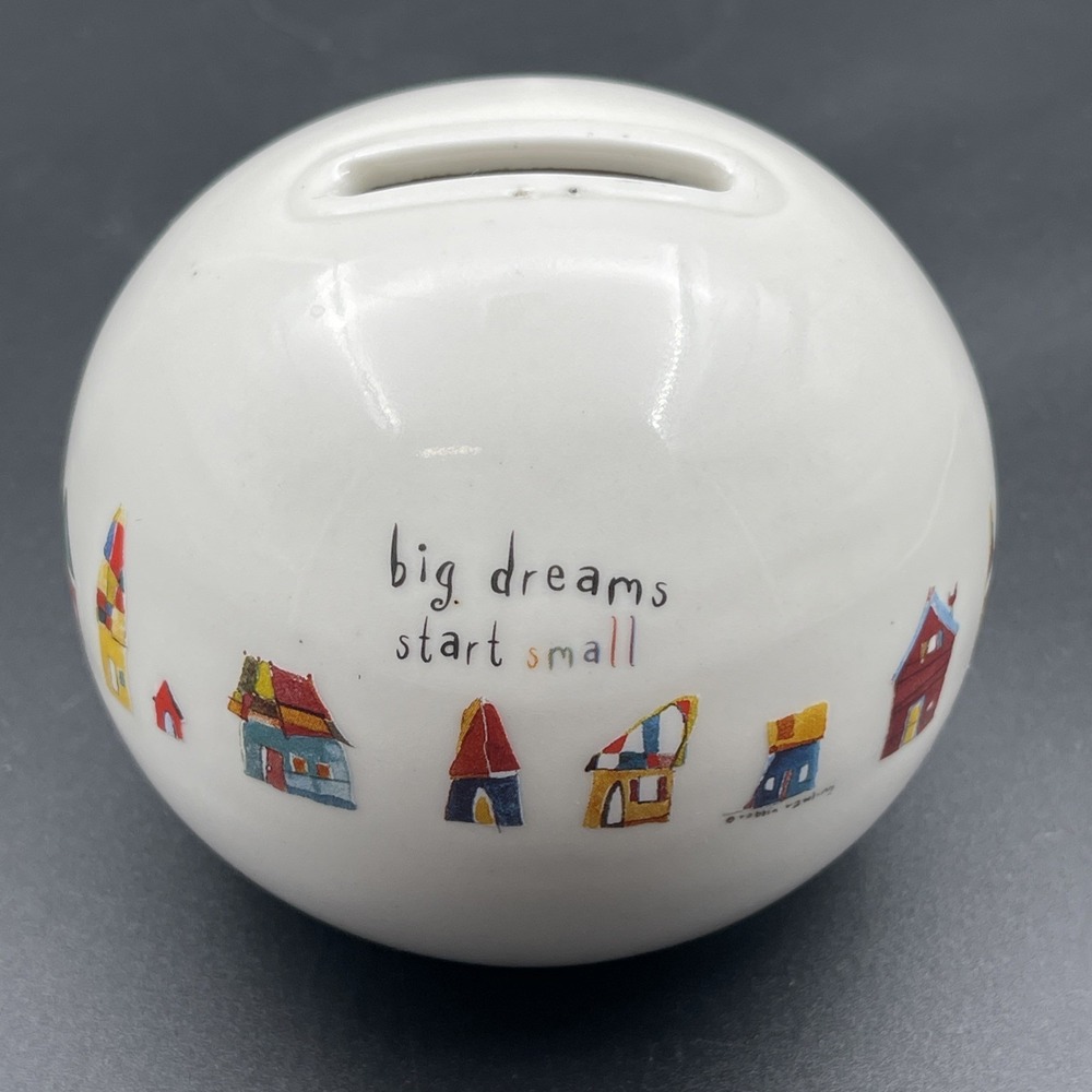 Natural Life Ceramic Coin Bank "Give and Live Happy" Big Dreams Start Small
